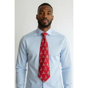 Vintage Nordstrom Robert Talbott Red 100% Silk Teddy Bear Novelty Tie Men's